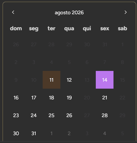 Tela de horários disponíveis do cliente